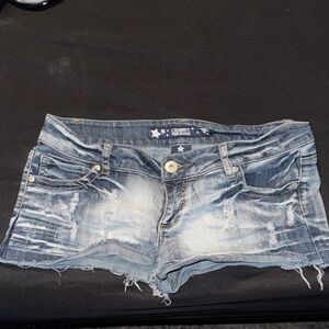 Cruel Girl Distressed Light Blue Jean Shorts